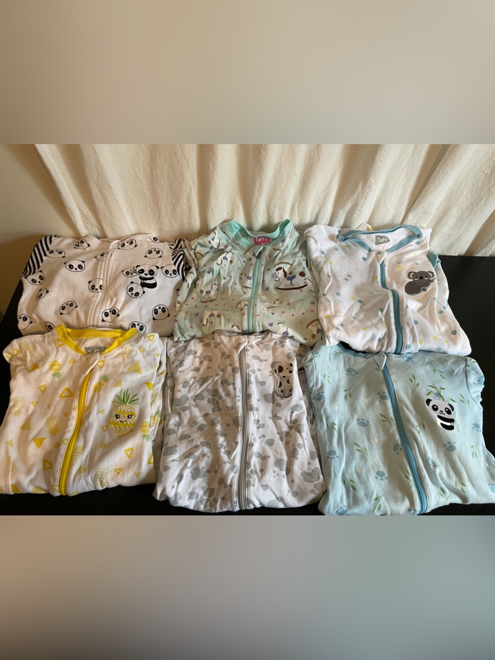 Costco tuffy and pekkle footed sleepers used good condition no holes or stains